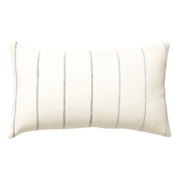 Recycled Stripe Lumbar Pillow, Grey, 12" x 20"