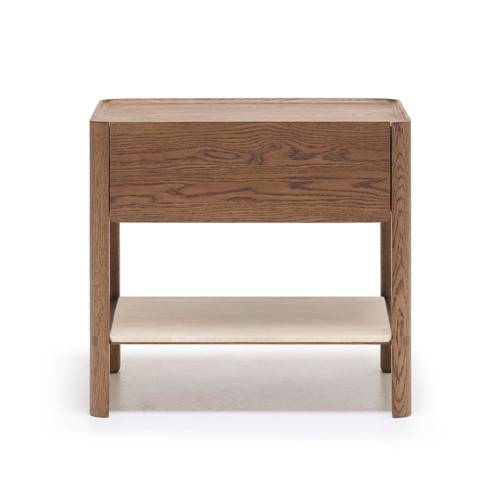 Tye Nightstand, Latte, Travertine, 23.6"W × 17.7"D × 21.7"H