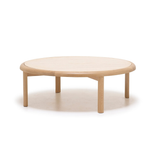 Meld Coffee Table, Light Oak with Travertine Top, 35.4"Dia x 14.2"H