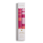 Stripe and Glow Multi Layer 10" Taper Candle, Pink, S/2