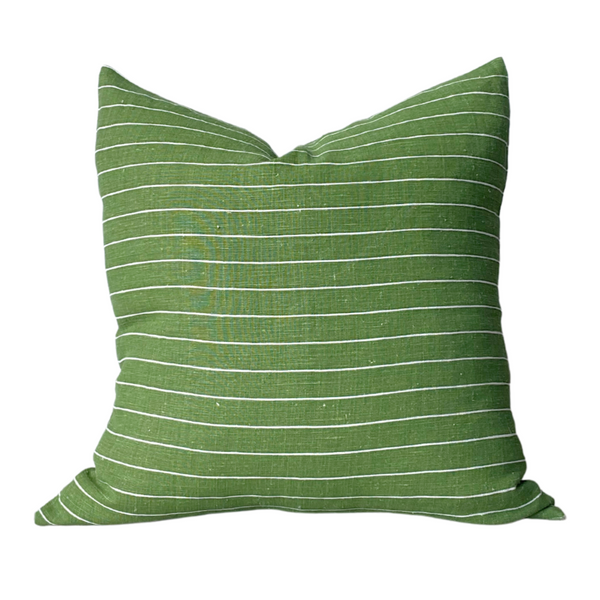 Mini Stripe Dark Pillow - Grass, 22" x 22"