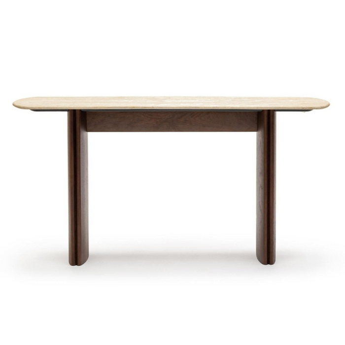 Tathra Console Table, Espresso Oak, Travertine, 59"W × 15.75"D × 29.5"H