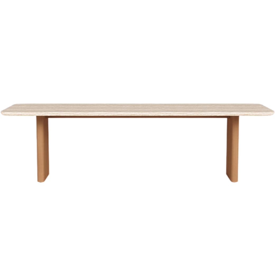 Victoria Teak Dining Table 108", Travertine Cream