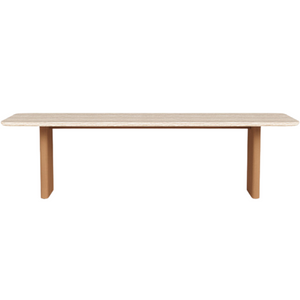 Victoria Teak Dining Table 108", Travertine Cream