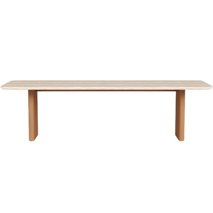 Victoria Teak Dining Table 108", Travertine Cream