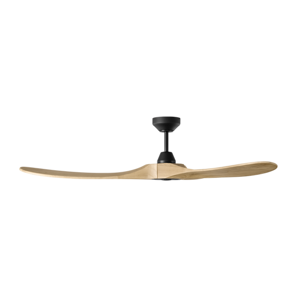 Maverick Smart 60" Ceiling Fan, Midnight Black Housing With Natural Honey Blades