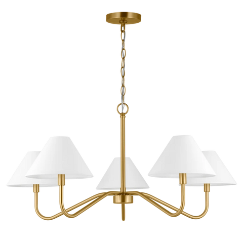 Eldon Large Chandelier, Satin Brass