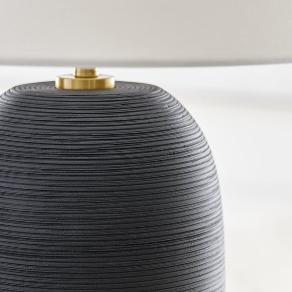 Fanny Slim Table Lamp, Rough Black Ceramic