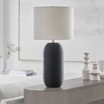 Fanny Slim Table Lamp, Rough Black Ceramic