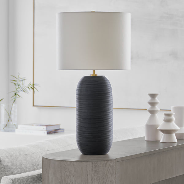 Fanny Slim Table Lamp, Rough Black Ceramic