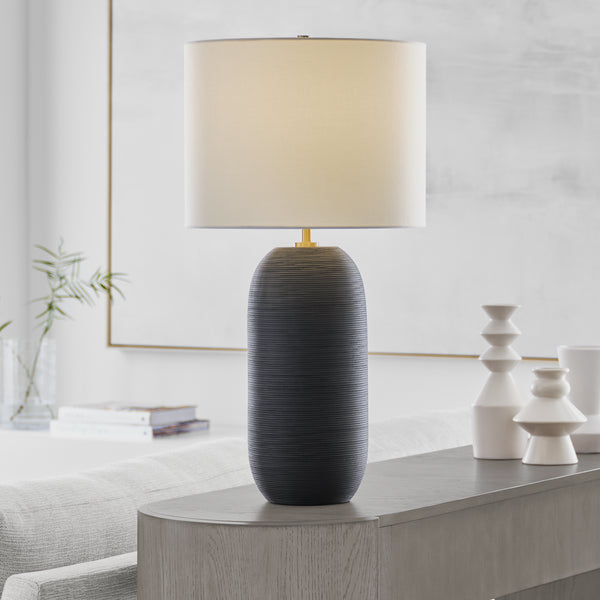 Fanny Slim Table Lamp, Rough Black Ceramic