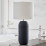 Fanny Slim Table Lamp, Rough Black Ceramic