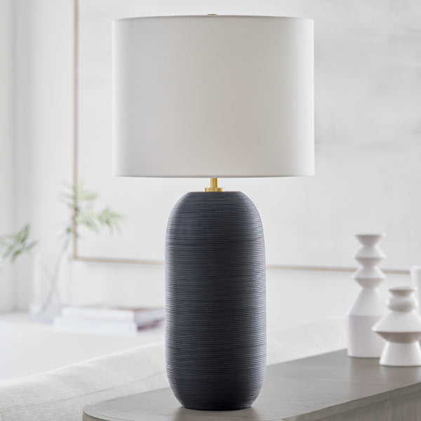 Fanny Slim Table Lamp, Rough Black Ceramic
