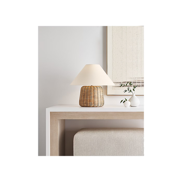 Dumar Medium Table Lamp - Blonde Rattan, 20.5"H