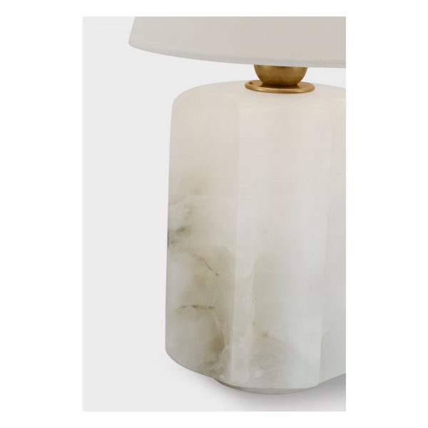 Iota Small Table Lamp, Alabaster and Hand-Rubbed Antique Brass