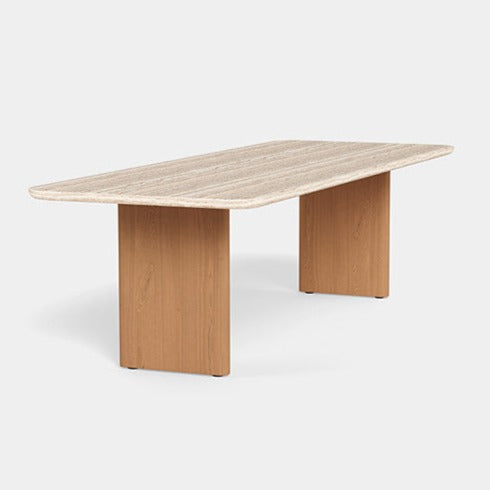 Victoria Teak Dining Table 108", Travertine Cream