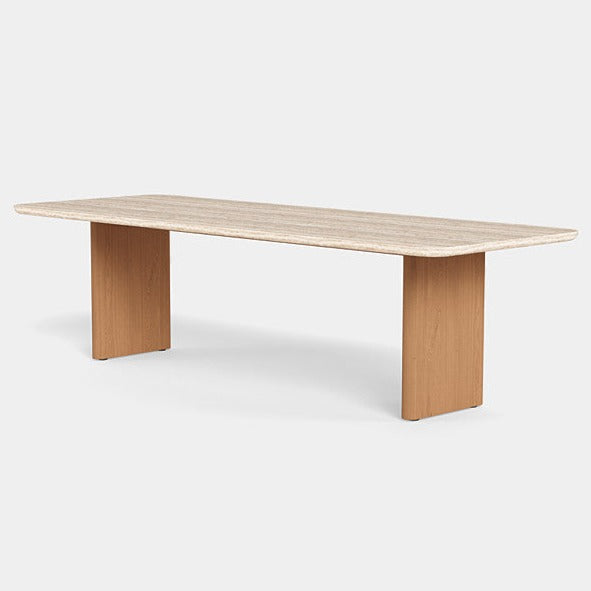 Victoria Teak Dining Table 108", Travertine Cream