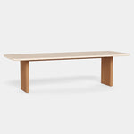 Victoria Teak Dining Table 108", Travertine Cream