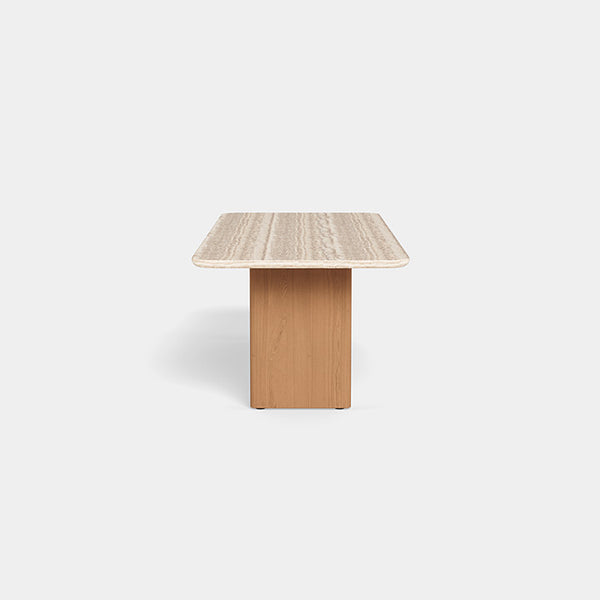 Victoria Teak Dining Table 108", Travertine Cream
