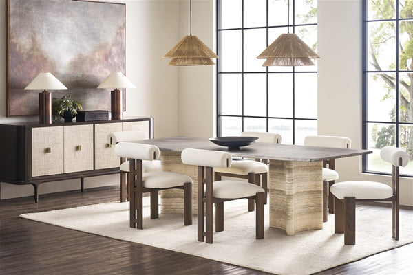 Wright Dining Chair, Jackpot Chalk Performance Fabric / Saddle Finish