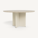 Victoria Round Dining Table - Aluminum Bone/Travertine, 60"Dia