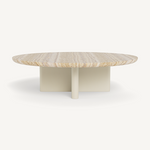 Victoria Round Coffee Table, Aluminum Bone/Travertine Natural, 48" Dia