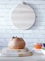 Round Charcuterie Board, Leather Handle, 3 Sizes