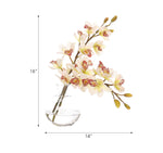 Green Cymbidium Orchids Silk Arrangement in Glass Bubble, 16" H