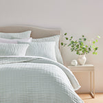 Devon Oversized Throw & Sham Collection, Mist/Linen Reversible