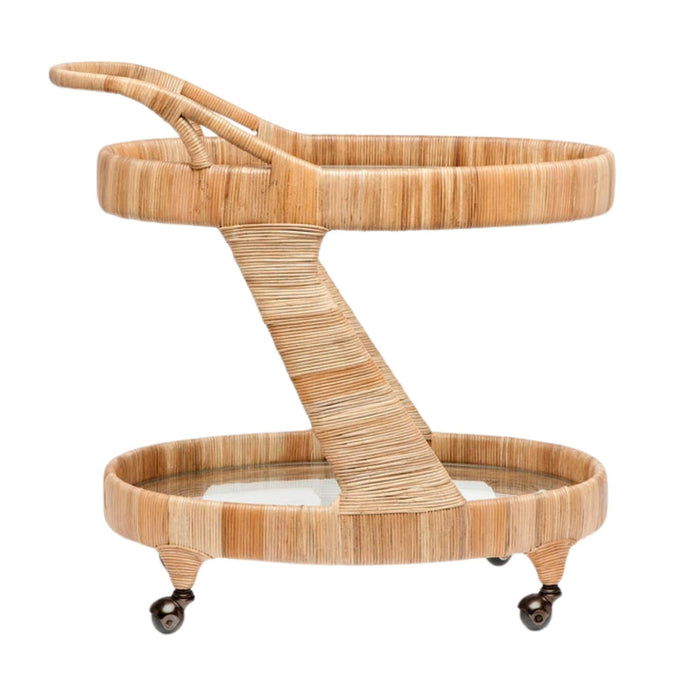 Lulu Bar Cart, Wrapped Rattan, 32"L x 18"W x 31"H