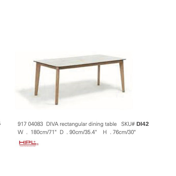 Diva Dining Table, Oak Aluminium, 71"W x 35.4"D