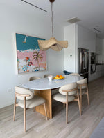 Kelly Dining Table, Light Oak with Marble Top, 86.61"W x 43.31"D