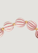 Red and White Striped Holiday Ball Wood Bead Garland, 72"