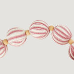 Red and White Striped Holiday Ball Wood Bead Garland, 72"