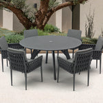 Yes Anthracite Aluminum Round Dining Table, Grey, 59" Dia