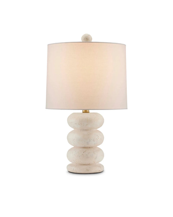 Girault White Travertine Table Lamp, 20.5"H