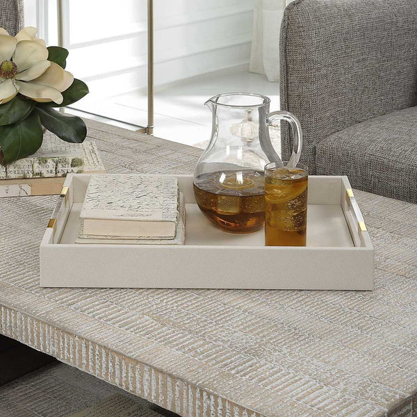 Wessex Tray, White, 19"W x 3"H x 14"D