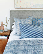 Osaka Azure Linen Cushion, 22" x 22"