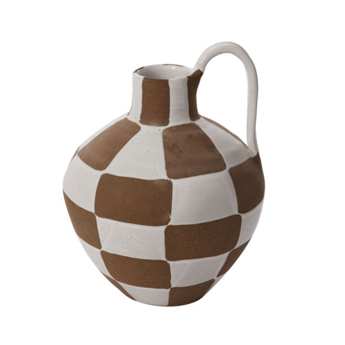 Fairfax Jug - Checker Brown, 14.5"