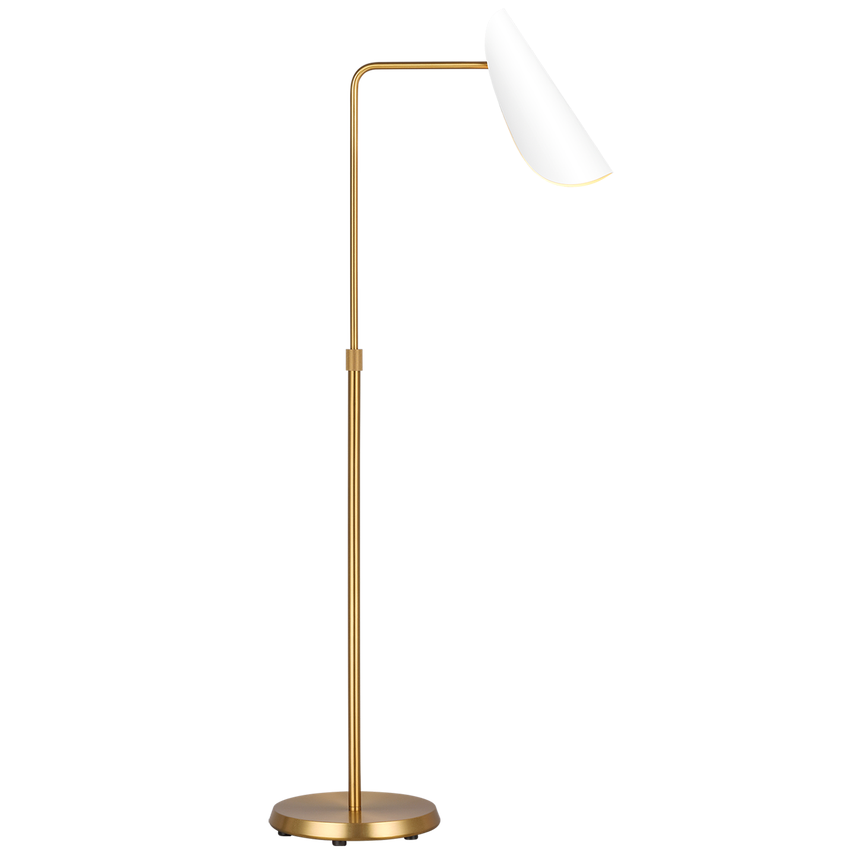 Tresa Task Floor Lamp, Matte White with Burnished Brass