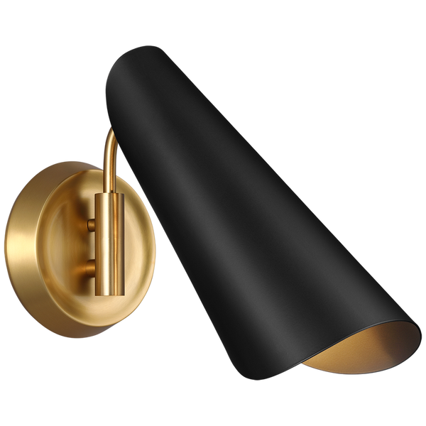 Tresa One Light Sconce, Midnight Black and Burnished Brass