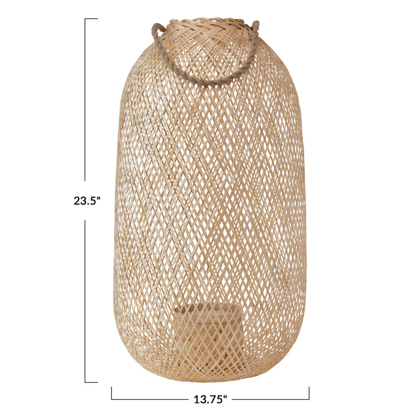 Hand-Woven Lantern with Handle and Insert