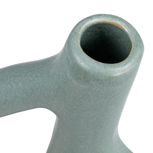 Stoneware Sculptural Vase, Matte Blue, 14.75"H