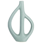 Stoneware Sculptural Vase, Matte Blue, 14.75"H