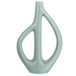 Stoneware Sculptural Vase, Matte Blue, 14.75"H