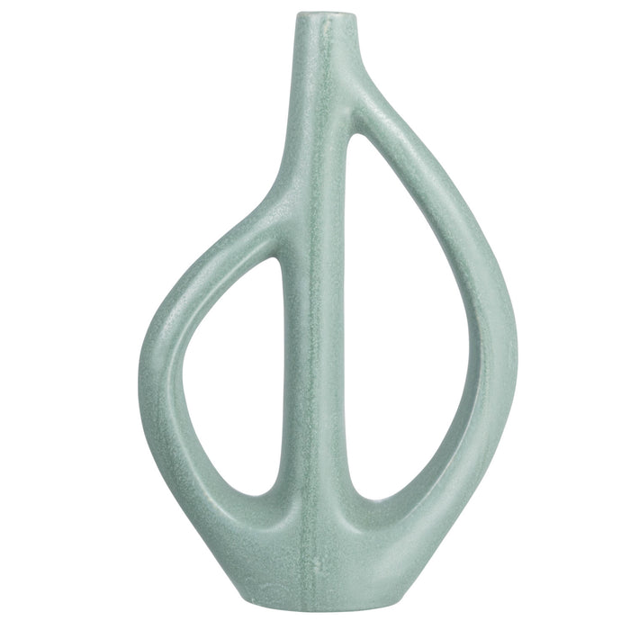 Stoneware Sculptural Vase, Matte Blue, 14.75"H