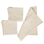 Stonewashed Cotton Waffle Weave Dish Cloths, Natural, Set of 3