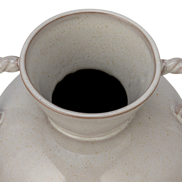 Stoneware Vase w/ Twisted Handles, Reactive Glaze, 9"H