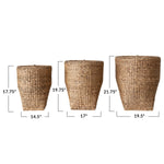 Hand-Woven Water Hyacinth Baskets w/ Lids, 3 Sizes