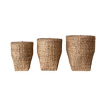 Hand-Woven Water Hyacinth Baskets w/ Lids, 3 Sizes